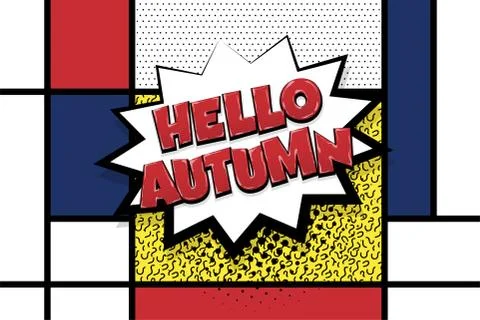 Automn comic text speech bubble pop art Stock Illustration