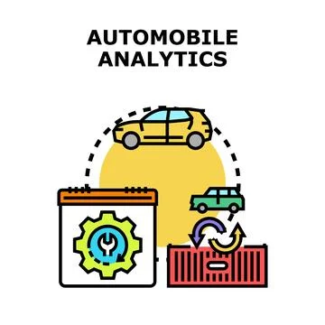 Automobile analytics concept for vehicle data analysis Stock Illustration