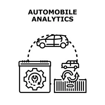 Automobile analytics concept for vehicle data analysis Stock Illustration
