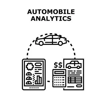 Automobile analytics concept for vehicle data management Stock Illustration