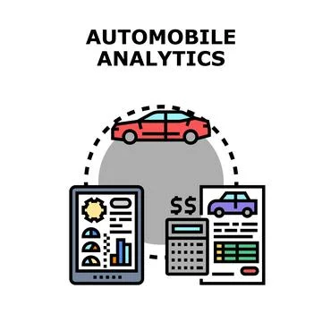 Automobile analytics concept for vehicle data management Stock Illustration