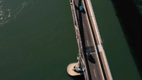 Automobile bridge looking down and tilting up Stock Footage 267785297