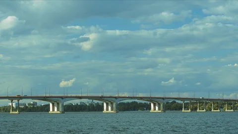 Automobile bridge over the river Stock Footage 117246184