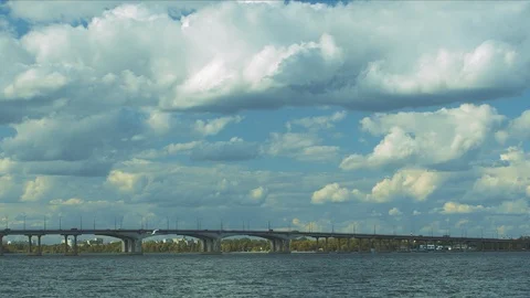 Automobile bridge over the river Stock Footage 117246196