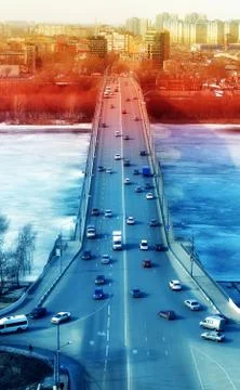 The automobile bridge Stock Photos