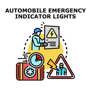 Automobile emergency indicator lights concept vector illustration Stock Illustration