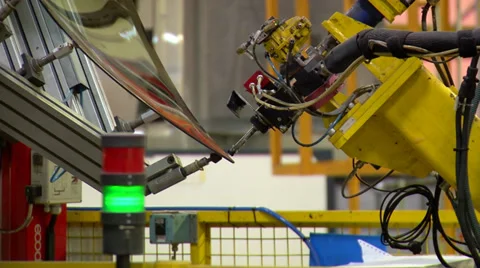 Automobile factory - window pasting Stock Footage 34982725