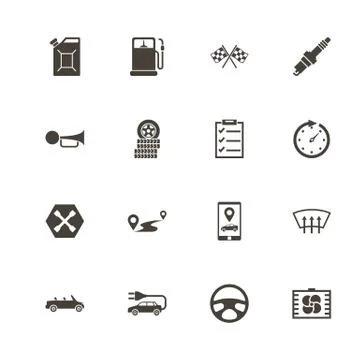 Automobile - Flat Vector Icons Stock Illustration