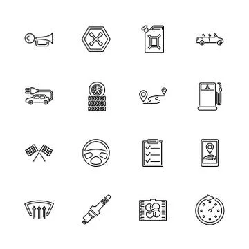 Automobile - Flat Vector Icons Stock Illustration