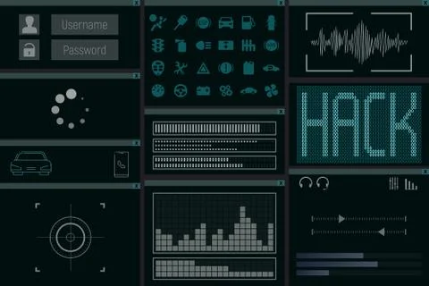 Automobile hack computer program. Stock Illustration