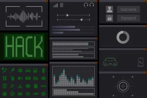 Automobile hack computer program. Stock Illustration