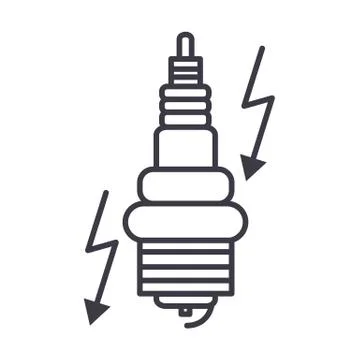 Automobile ignition vector line icon, sign, illustration on background, editable Stock Illustration