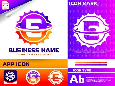 Automobile letter e logo design inside gear shape Stock Illustration