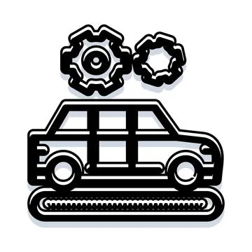 Automobile manufacturing process with production line and gears Stock Illustration