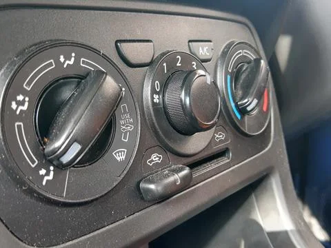 Automobile panel with climat control view with air conditioning buttons Stock Photos