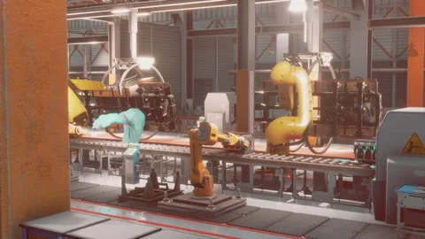 Automobile production cactory at work Видео 229465852