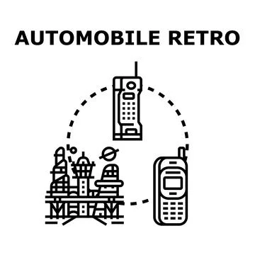 Automobile retro technology concept vector icon Stock Illustration