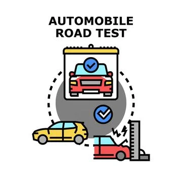 Automobile road test process completing vehicle inspection successfully Stock Illustration