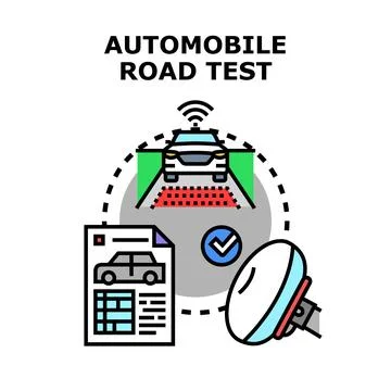 Automobile road test process verifying vehicle performance Stock Illustration