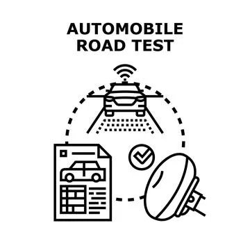 Automobile road test process verifying vehicle performance Stock Illustration