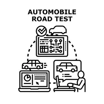 Automobile road testing and quality control concept Stockillustratie