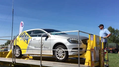 Automobile is rotating and turning - simulated crash and accident Video stock 131248651