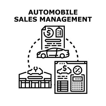 Automobile sales management workflow planning business concept Stock Illustration