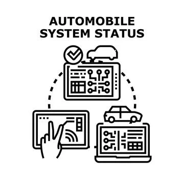 Automobile system status checking and diagnostics concept Stock Illustration