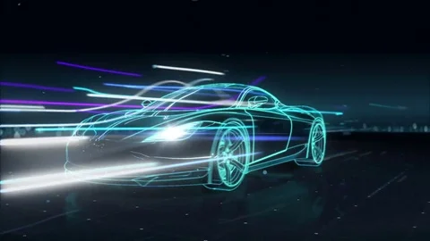 Automobile Technology. running car with line. 360 X-ray view. Stock Footage 69932043