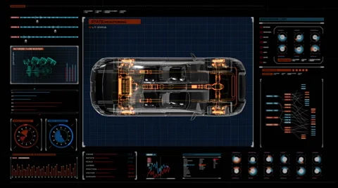 Automobile Technology. shaft, Engine, interior. Top view. in digital display. Video stock 63255624