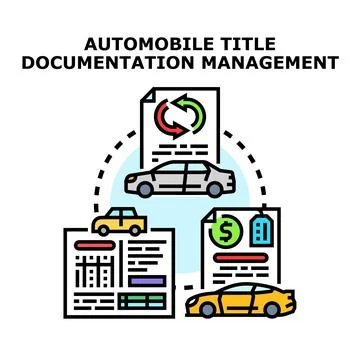 Automobile title documentation management system concept Stock Illustration