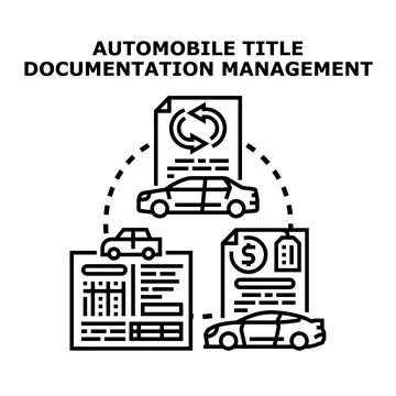 Automobile title documentation management system concept Stock Illustration