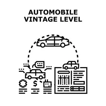 Automobile vintage level categorization process evaluation Illustrazione stock