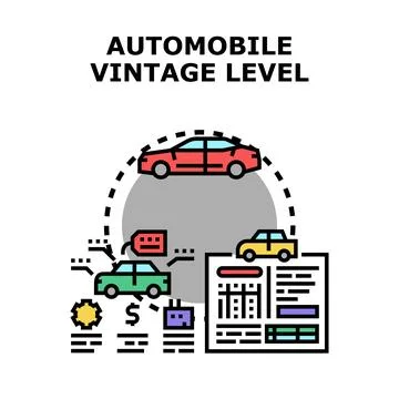 Automobile vintage level categorization process evaluation Stock Illustration