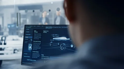 Automotive Design Engineers Talking while Working on Electric Car Prototype 스톡 동영상 106753908