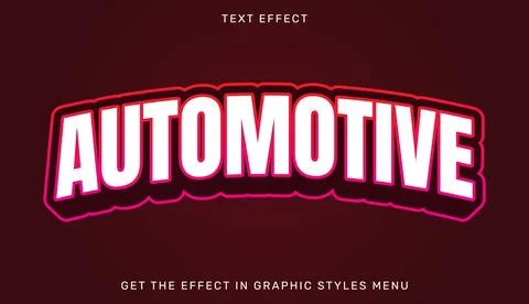 Automotive editable text effect in 3d style Stock Illustration