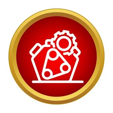 Automotive engine system with gears and belt icon Stock Illustration