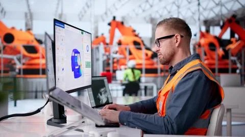 Automotive Engineer Evaluates 3D Structural Stress With Cutting-Edge FEA Simu Stock Photos