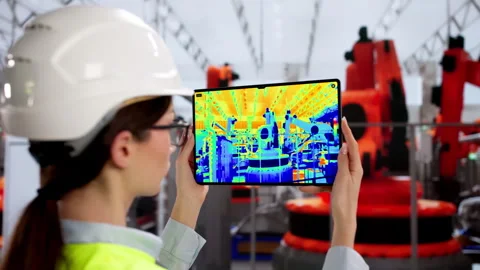 Automotive Engineer Machinery With Thermal Camera Stock Footage 335880358