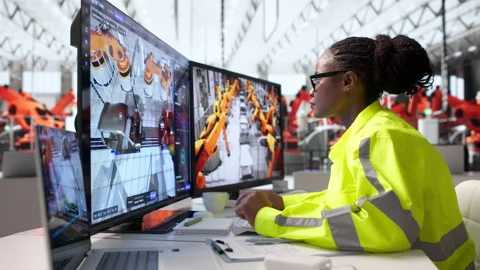 Automotive Engineer Uses 3D Simulation Stock Footage 346322215