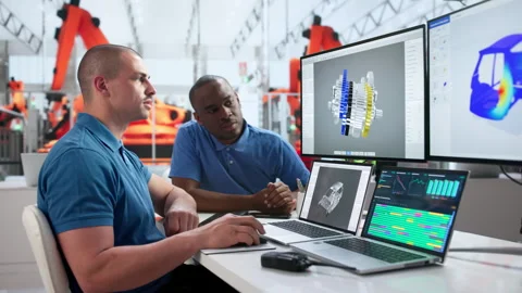 Automotive Engineer Uses Simulation Software Stock Footage 336370829