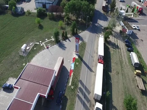 Automotive gas station. Shooting the drone. Stock Footage