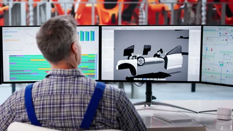 Automotive Industry Worker Using Computer Stock Footage 328409140