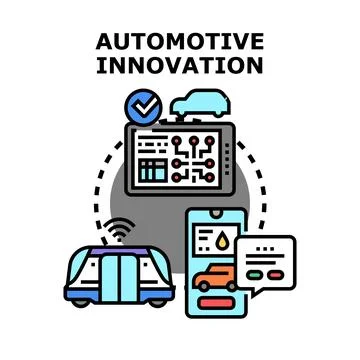 Automotive innovation developing future smart electric transport Stock Illustration