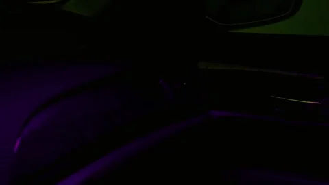 Automotive interior dashboard flashing with red and purple led light Stock-Footage 341802203