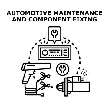 Automotive maintenance and component fixing concept Ilustración de archivo