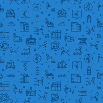 Automotive Paint vector Auto Paint Spray blue outline seamless pattern Stock Illustration