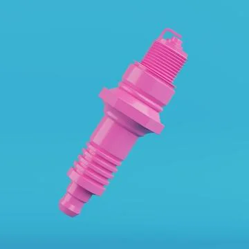 Automotive Power And Engine Concept. Pink Spark Plug in Duotone Style Float.. Stock Illustration