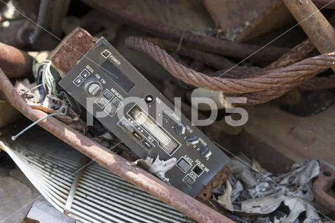 Automotive sound system in junkyard Stock Photos