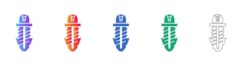 Automotive Spark Plug Vector Icon Set Stock Illustration